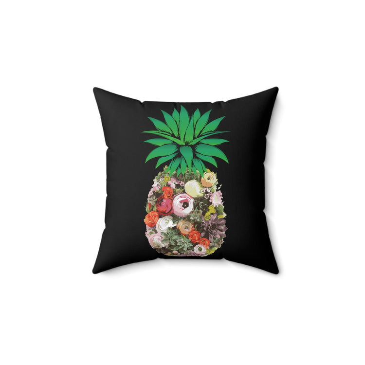 Floral Pineapple Aloha Summer Vegan Spun Polyester Square Pillow