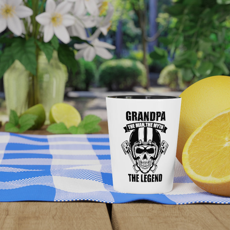 Shot Glass Party Ceramic Tequila Vintage Granddads Motorcycling Enthusiasts Illustration Gag Humorous Skulls Graphic Driving Statements Puns