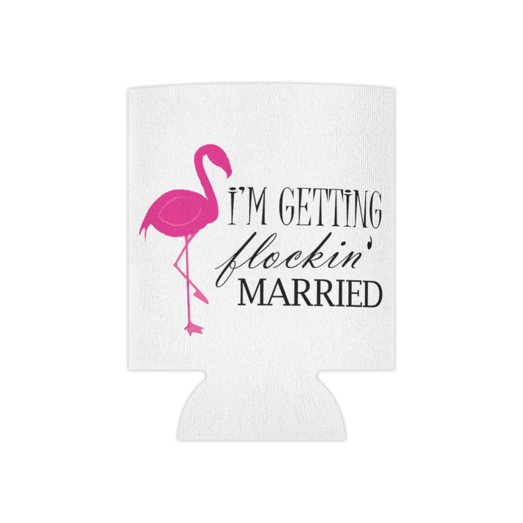 Beer Can Cooler Sleeve Humorous Bridal Entourages Flamingoes Illustration Puns Hilarious Bridesmaids