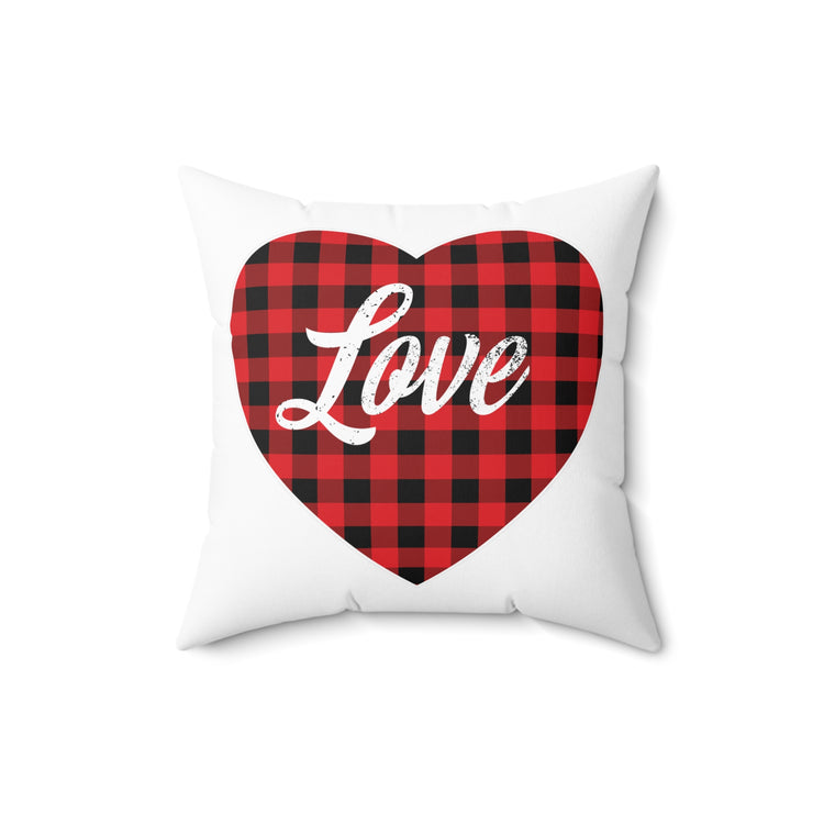 buffalo plaid heart 2 Spun Polyester Square Pillow