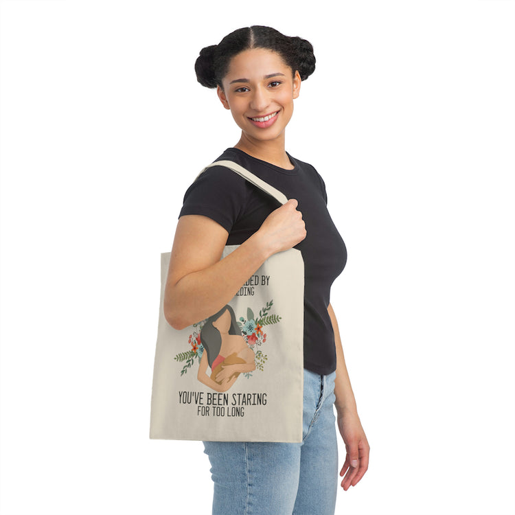 Novelty If Your Offended By My Breastfeeding Pun Sayings Hilarious Lactate Lactating Mom Comical Slogan Canvas Tote Bag