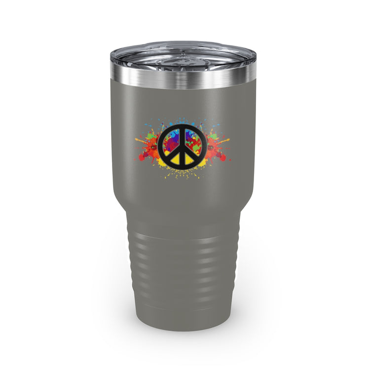 30oz Tumbler Stainless Steel  Colors Hilarious Paint Peace Hipsters Sign Illustration Gags Humorous Splattered