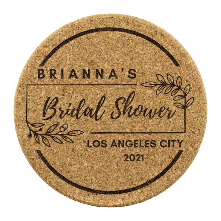 Customized Name Bridal Shower Cork Coasters 4Pc Set