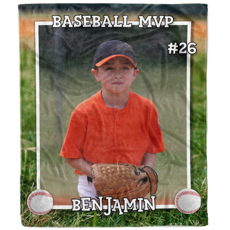 Personalized Baseball Photo Blanket For Kids