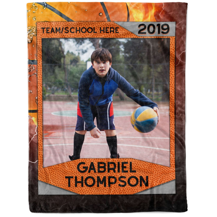 Personalized Basketball Trading Card Blanket