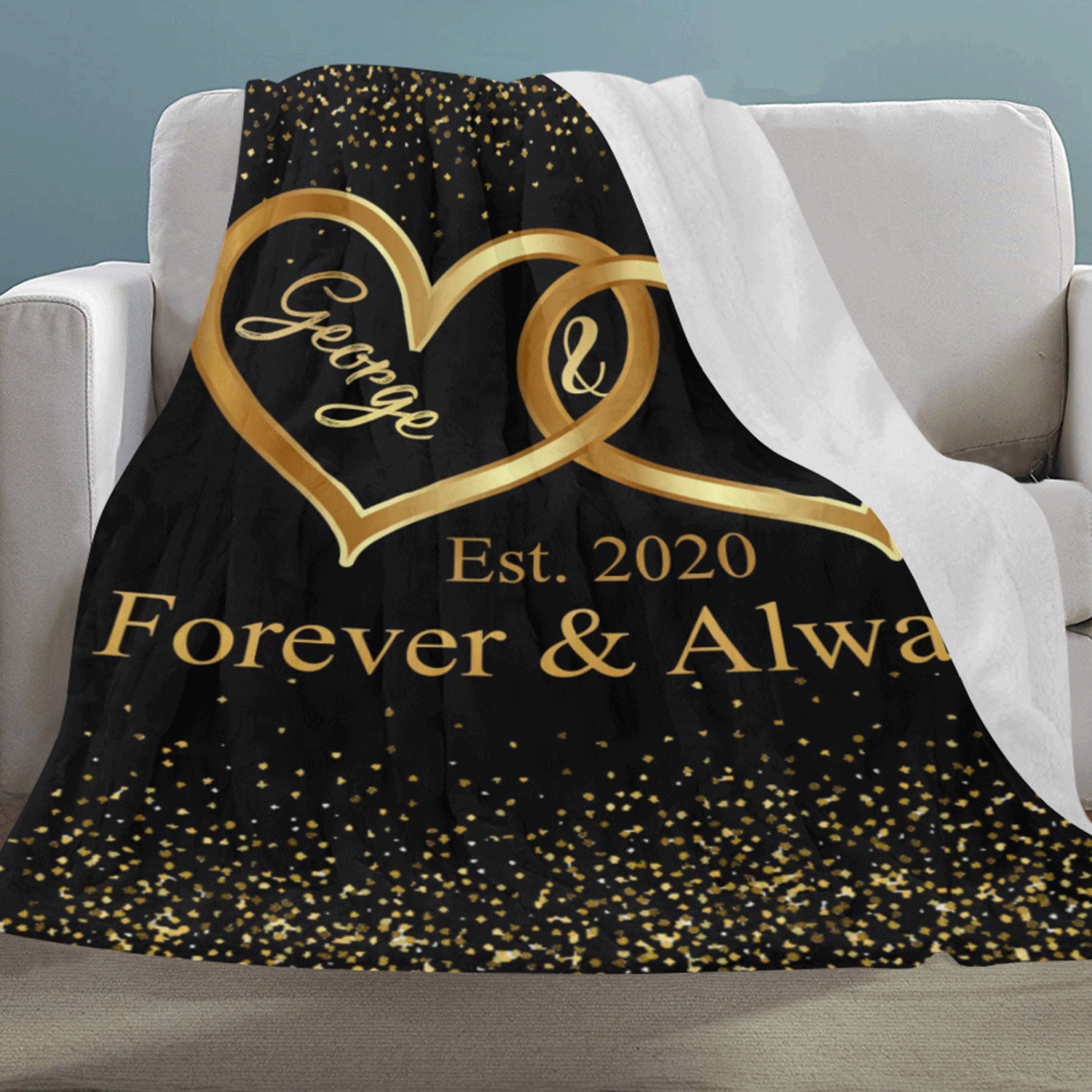 Just Married Mr & Mrs Custom Blanket Forever & Always Wedding Gift - Teegarb