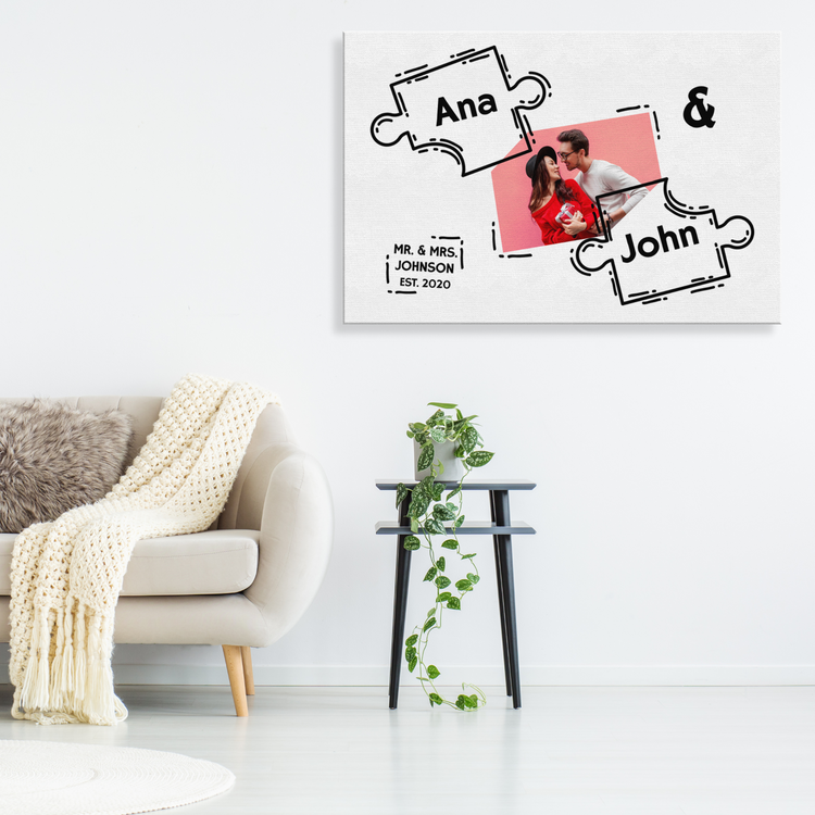 Personalized Photo Name Missing Piece Puzzle Wall Art