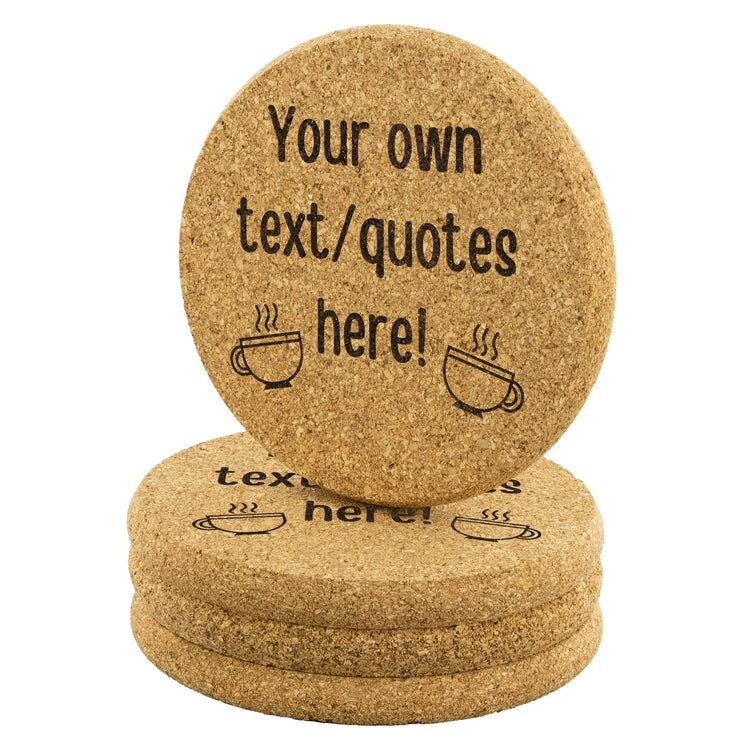 Personalized Your Own Text Cork Coasters 4Pc Set