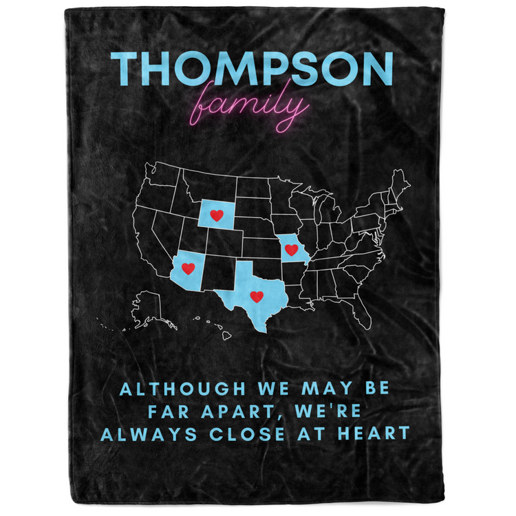 Personalized Long Distance State Family Blanket