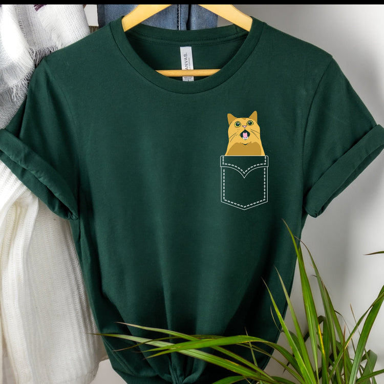 Cute Pet Cat Pocket Shirt