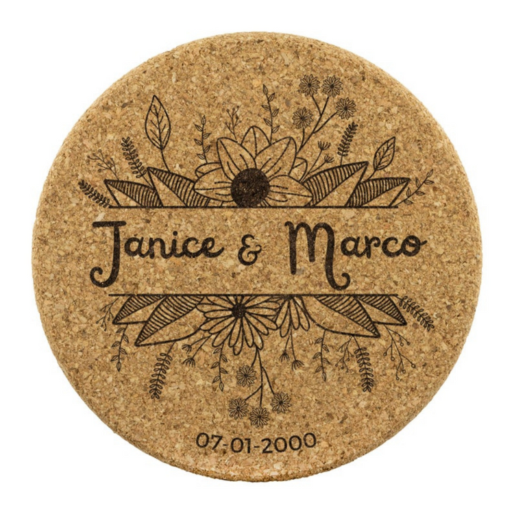 Personalized Wedding Coasters with Names 4Pc Set