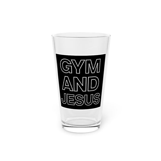 Beer Glass Pint 16oz  Novelty Cute Church Inspirational Cool Bodybuilder Christianity Workout