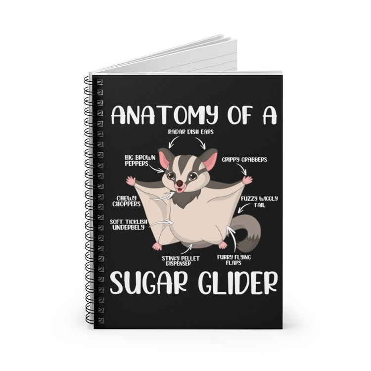 Spiral Notebook  Hilarious Anatomy Of Glider Furry Mammal Pets Enthusiast Gliding Exotic Pet Tasmania Flying Animals Lover