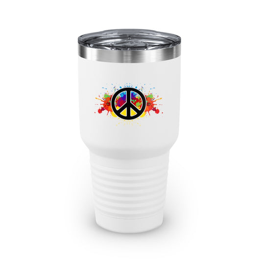 30oz Tumbler Stainless Steel  Colors Hilarious Paint Peace Hipsters Sign Illustration Gags Humorous Splattered