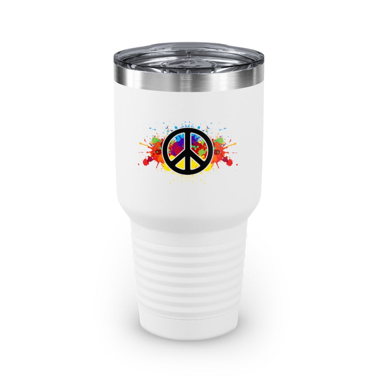 30oz Tumbler Stainless Steel  Colors Hilarious Paint Peace Hipsters Sign Illustration Gags Humorous Splattered