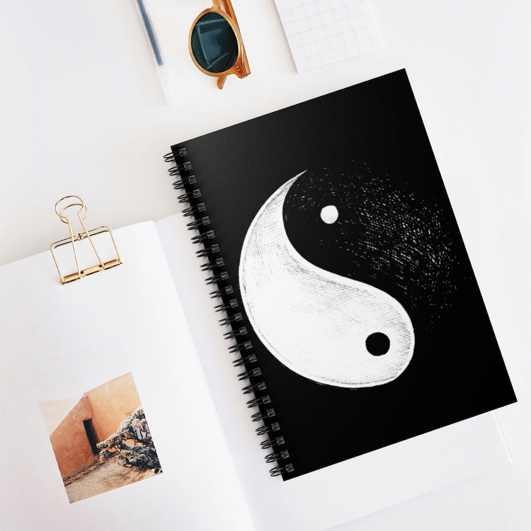 Spiral Notebook Hilarious Yinyang Ebony And White Hallows Eve Attire Lover Humorous Trickster Night Fright Evening Party Fan