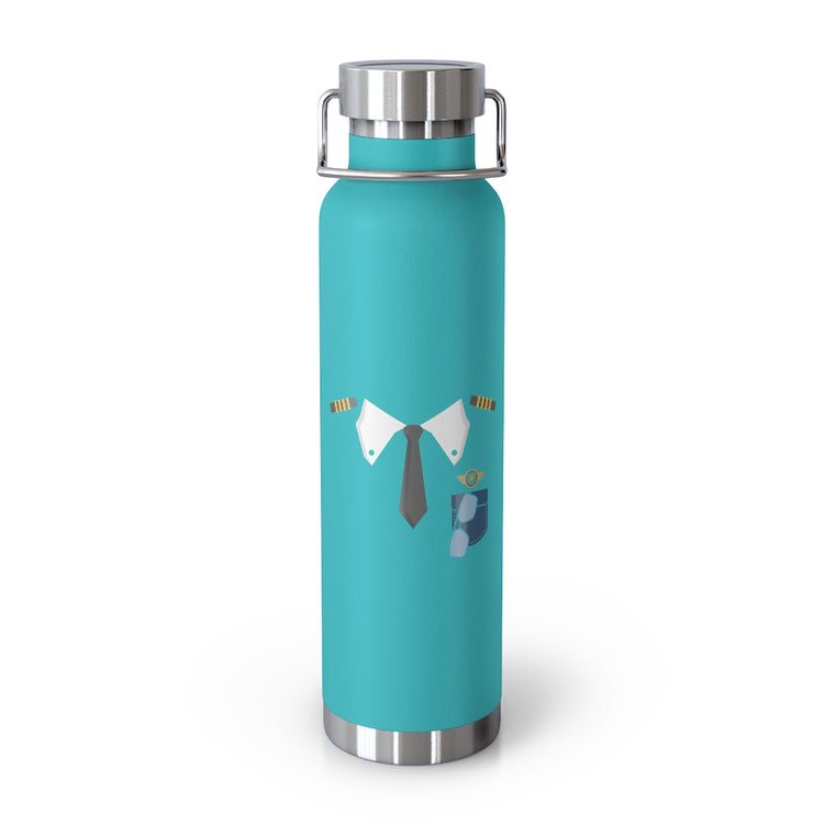Copper Vaccum Insulated Bottle 22oz   Novelty Copilot Plane Aeroplane Aircraft Trickster Eve Hilarious Aviator Airman All Hallows Day Costume