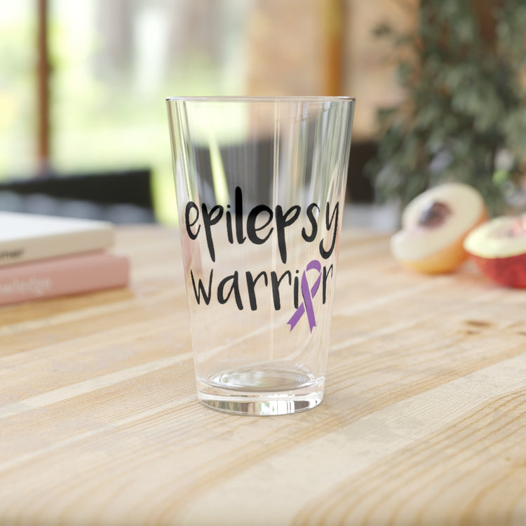 Beer Glass Pint 16oz Humorous Epilepsy Fighter Childrens Violet Stripe Supporter Novelty Cramping