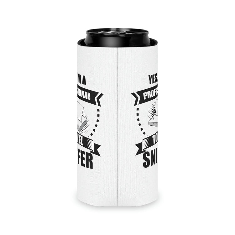 Beer Can Cooler Sleeve Funny I'm a Professional Towel Sniffer Snif Test  Humorous Scent Expert Smell Occupation