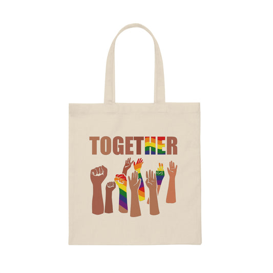 Inspirational Equalities Advocacies Uplifting Illustration Motivational LGBTQA Rainbows Graphic Statements Canvas Tote Bag