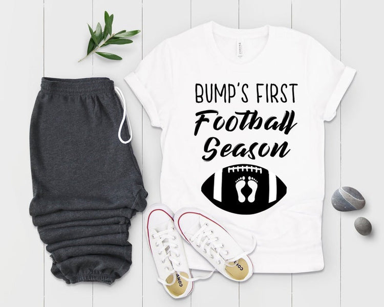 Bump's First Football Season Football Mom Game Day Shirt - Teegarb