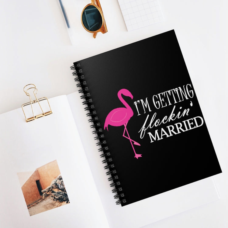 Spiral Notebook Humorous Bridal Entourages Flamingoes Illustration Puns Hilarious Bridesmaids