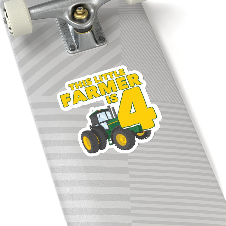 Sticker Decal Humorous This Little Farmer Is 4 Birthdays   Hilarious Big Stickers For Laptop Car