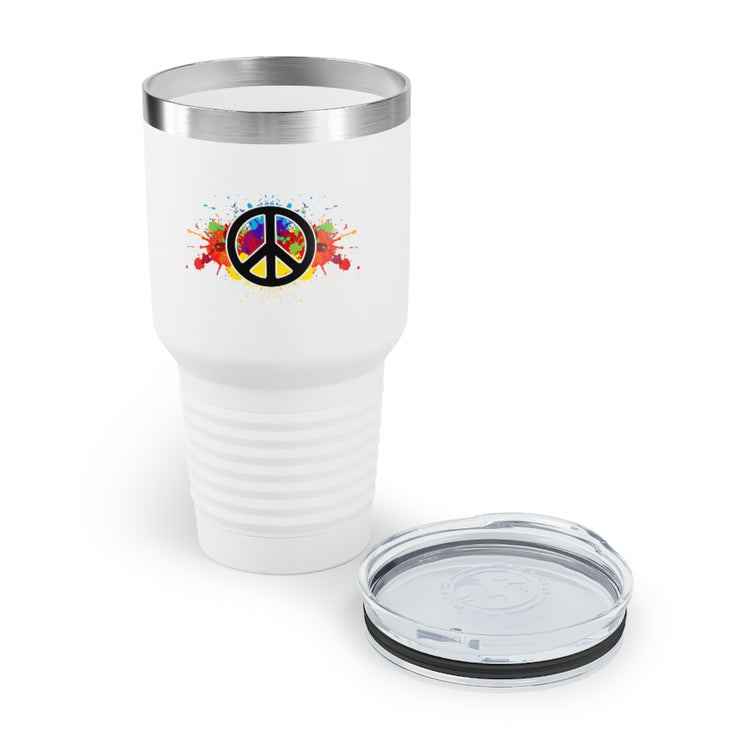 30oz Tumbler Stainless Steel  Colors Hilarious Paint Peace Hipsters Sign Illustration Gags Humorous Splattered