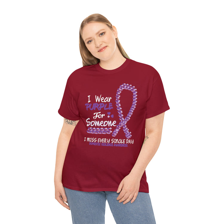 Shirt Funny Wear Purple Domestic Violence Awareness Survivor Fun Empowerment Support T-Shirt Unisex Heavy Cotton Tee