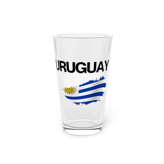 Beer Glass Pint 16oz  Motivational Uruguay Prideful Appreciation Puns Women Men Hispanic Illustration Uruguayan Flag Latin America