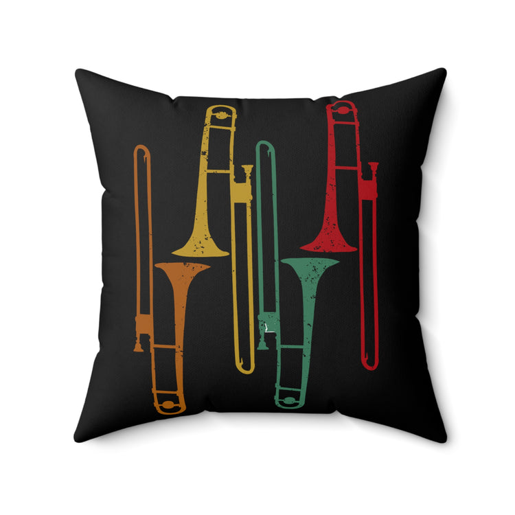 Retro Trombonist Jazz Music Horn Trumpets Spun Polyester Square Pillow