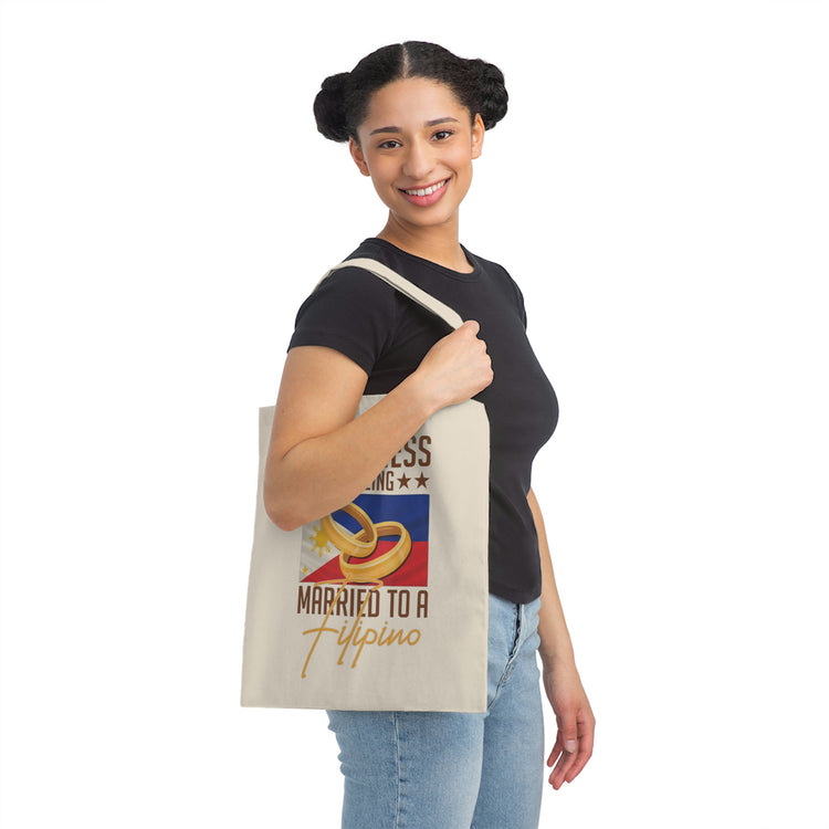 Humorous Happiness Is Married To Filipino Asian Wife Husband Novelty Marriage Nationalistic Philippines Flag Canvas Tote Bag