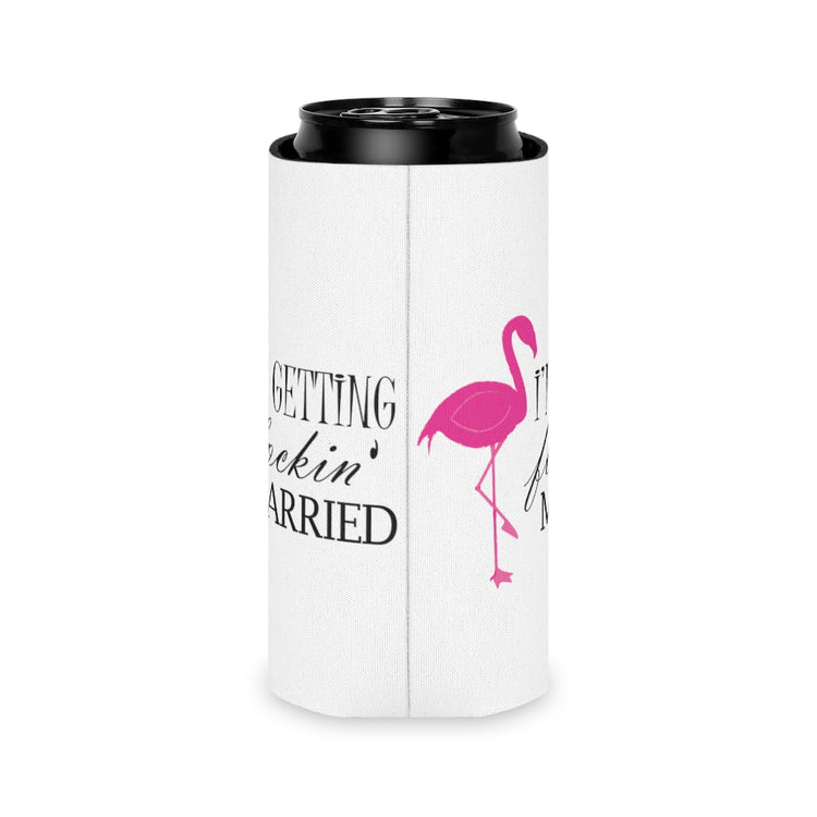 Beer Can Cooler Sleeve Humorous Bridal Entourages Flamingoes Illustration Puns Hilarious Bridesmaids