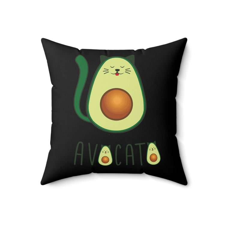 Cute Avocato For Men Women Cat Lover Spun Polyester Square Pillow