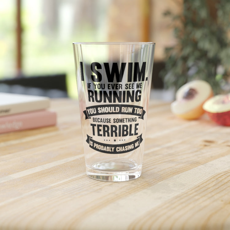 Beer Glass Pint 16oz  Humorous Swimmers Backstroke Water Sports Lover Hilarious Swimming Swim Games