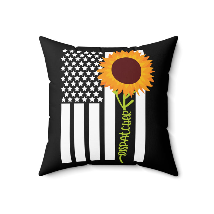 American Flag Sunflower Dispatcher Graphic Vintage Deliveryman Illustration Men Women T Shirt Spun Polyester Square Pillow