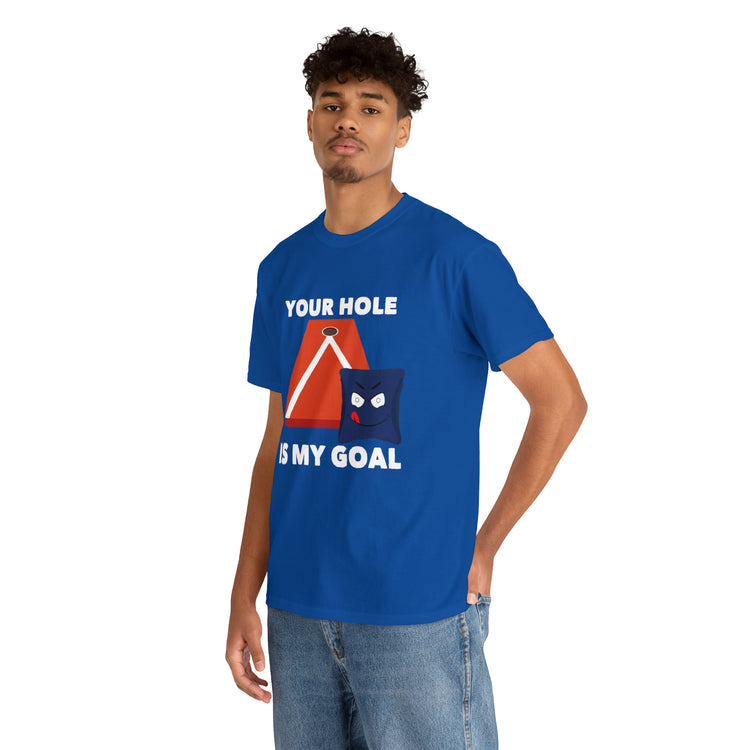 Shirt Funny Your Hole's My Goal Illustration Golfer Hilarious Golf Competition Sports T-Shirt Unisex Heavy Cotton Tee