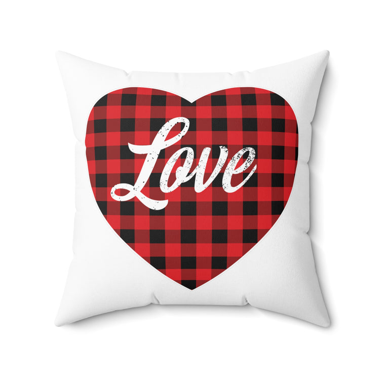 buffalo plaid heart 2 Spun Polyester Square Pillow