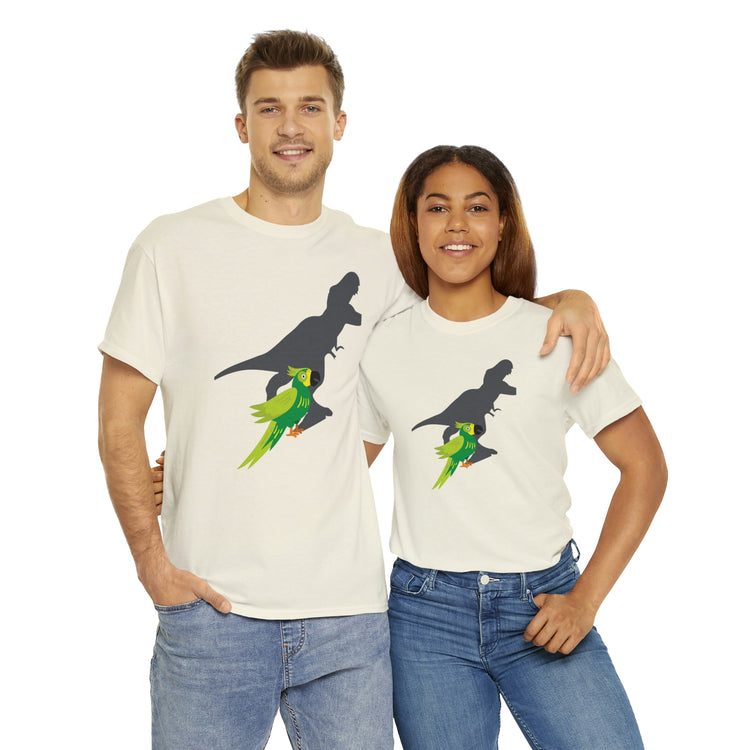 Shirt Funny Screaming Parrot Courageous Dinos Cockatiel Bird Dinosaur Animal Comical T-Shirt Unisex Heavy Cotton Tee