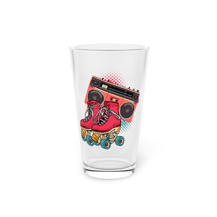 Beer Glass Pint 16oz Humorous Nostalgic Old-Fashioned Roller Skates Enthusiast Hilarious Rollers