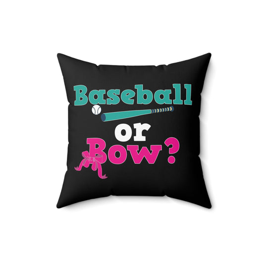 Humorous Baseball and Bows Pun Illustration Hilarious Babies Party Ideas Men Women T Shirts Spun Polyester Square Pillow