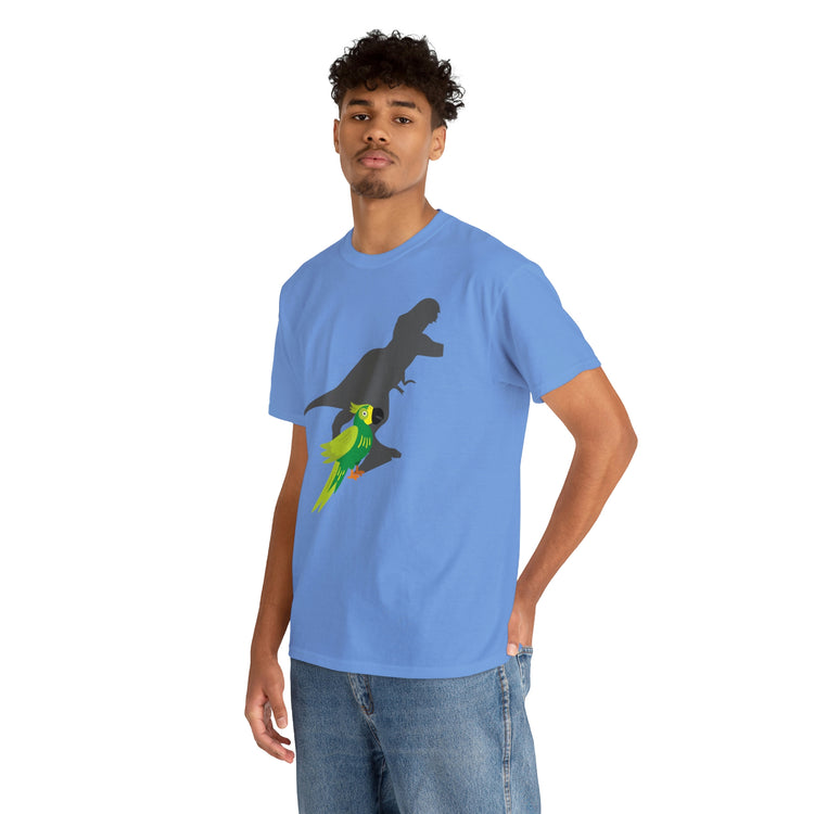 Shirt Funny Screaming Parrot Courageous Dinos Cockatiel Bird Dinosaur Animal Comical T-Shirt Unisex Heavy Cotton Tee