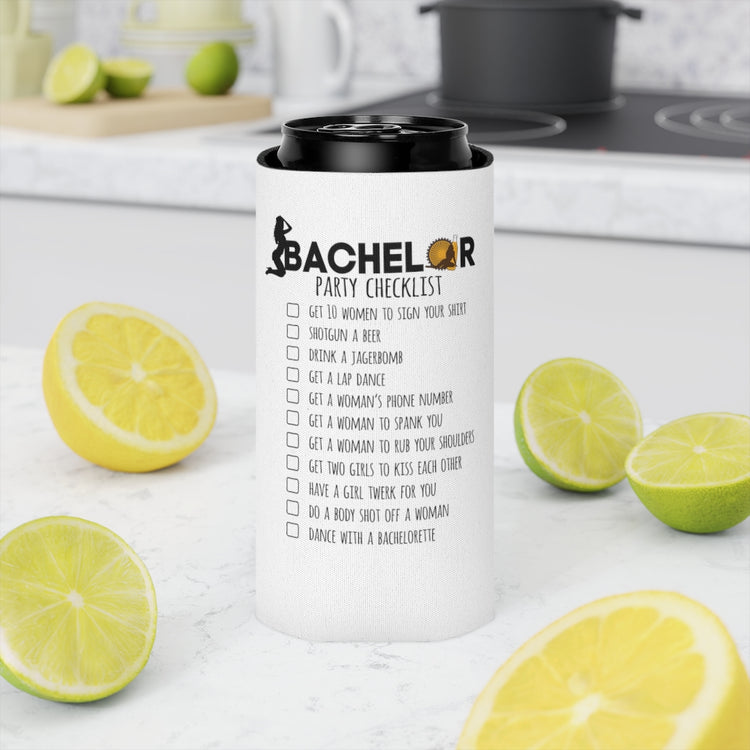 Beer Can Cooler Sleeve  Novelty Bachelors Funny Bridal Marriage Checklist Bride Humorous Engagement