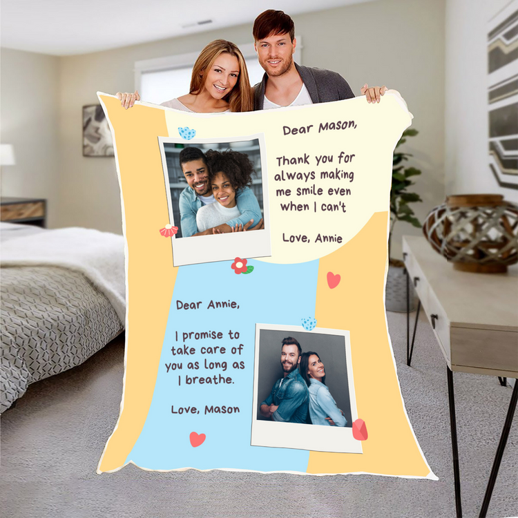 Customized Photo Letter Blanket Couples Gift