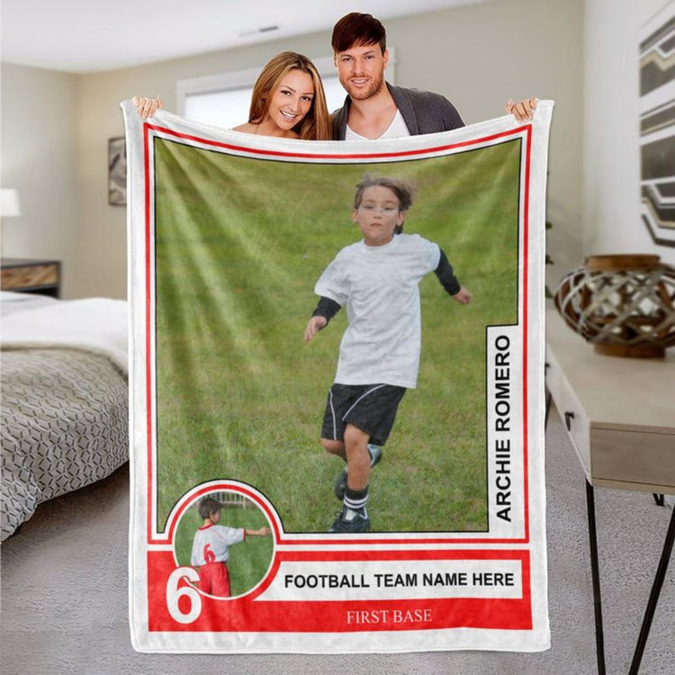Personalized Football Trading Card Blanket