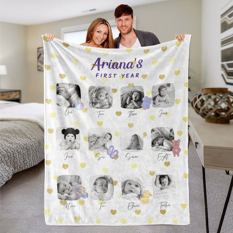 Personalized Baby Milestone Photo Blanket