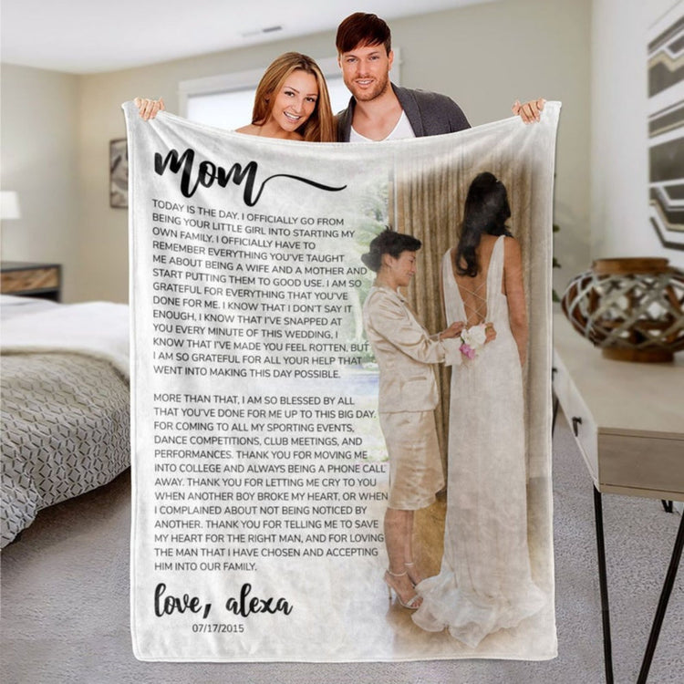 Custom Mother Of The Bride Photo Letter Blanket