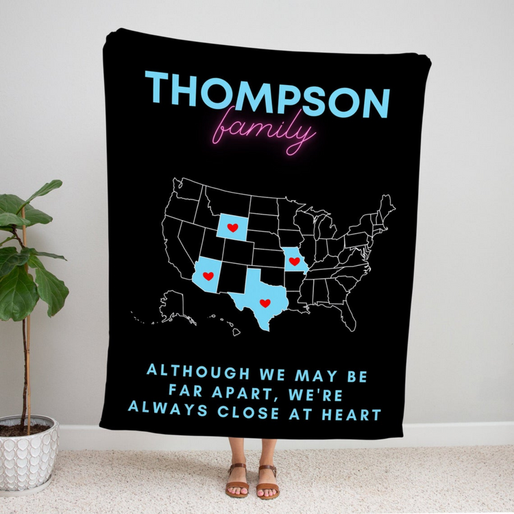Personalized Long Distance State Family Blanket