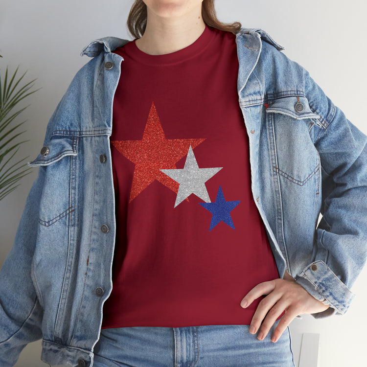 Shirt Funny Three Stars Fourth Of July Fireworks Holiday  Hilarious Patriotic Party T-Shirt Unisex Heavy Cotton Tee