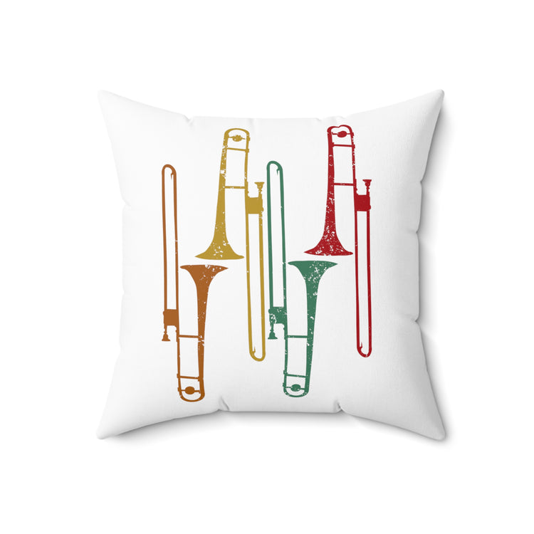 Retro Trombonist Jazz Music Horn Trumpets Spun Polyester Square Pillow